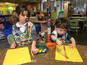 October 2016 painting trees art Preschool Portland Oregon